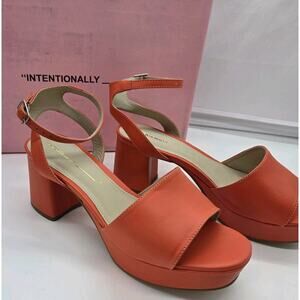 Intentionally Blank Leather Chunky Strappy Sandal Bright Orange Sz 40 EU 9 US NW